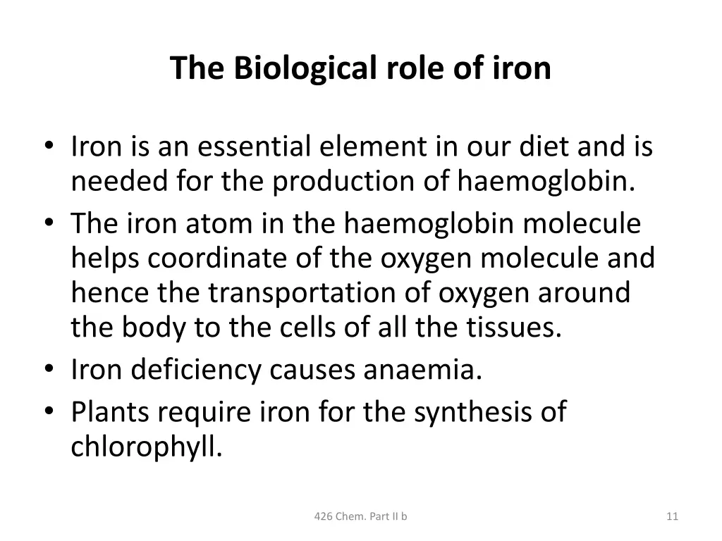 the biological role of iron