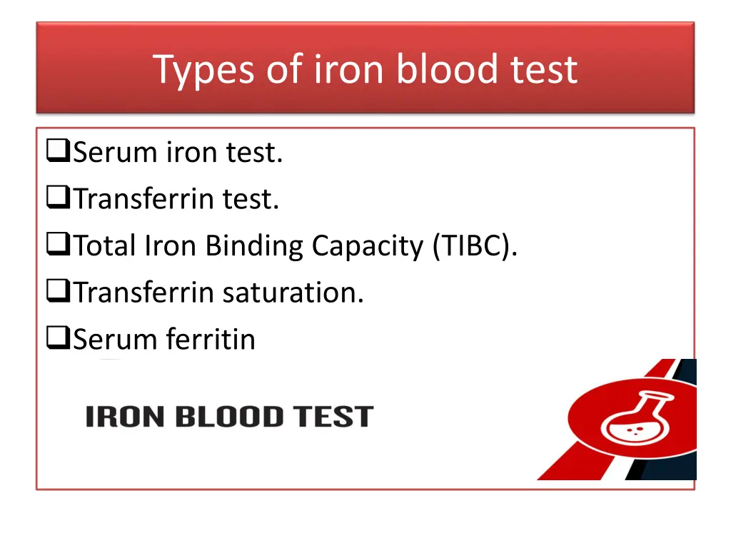 types of iron blood test