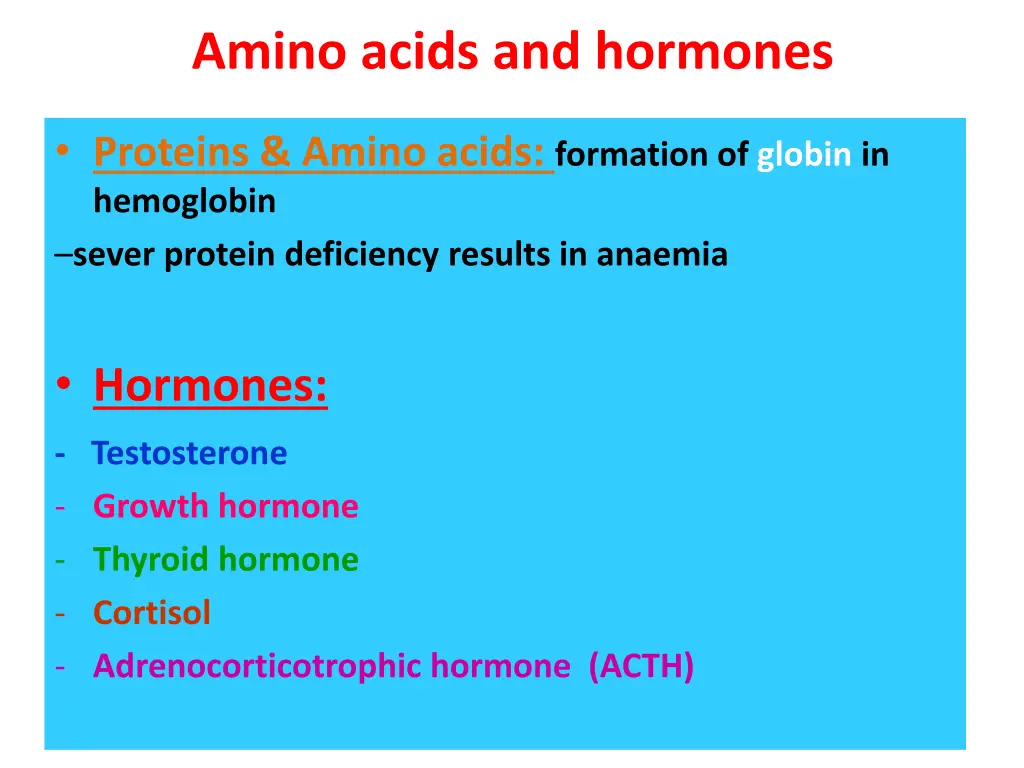 amino acids and hormones
