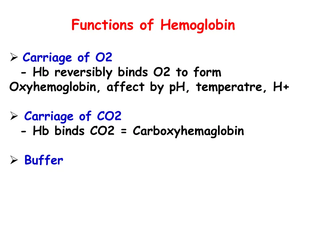functions of hemoglobin