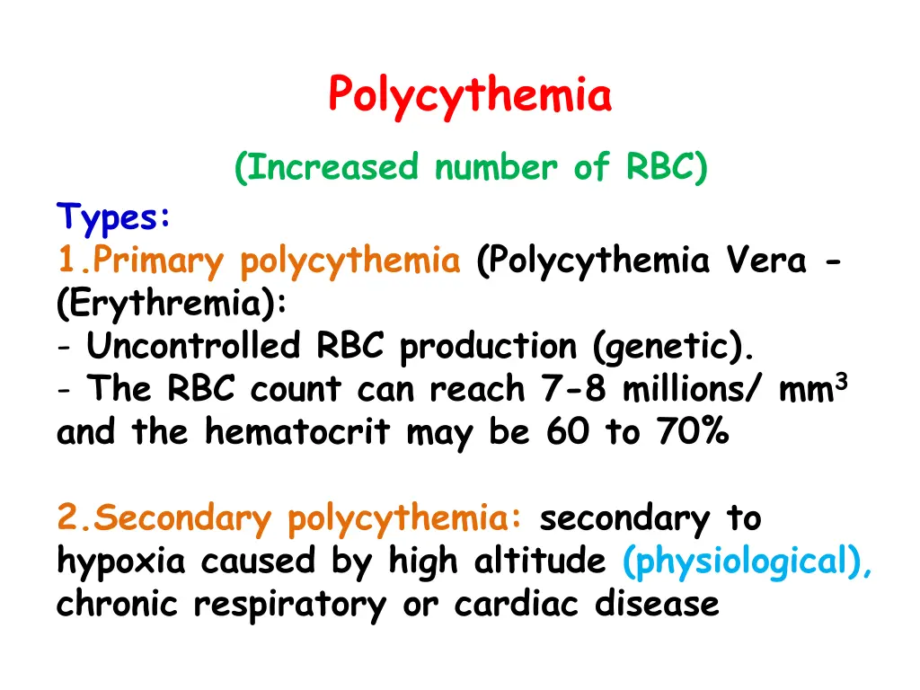 polycythemia increased number of rbc