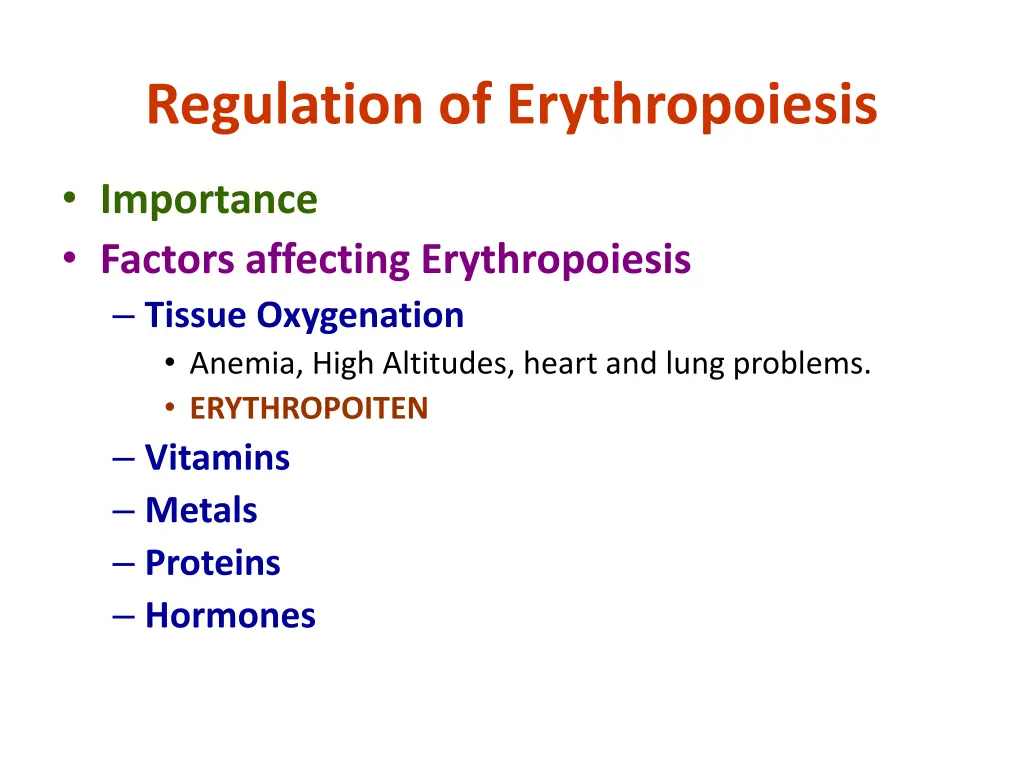 regulation of erythropoiesis 1
