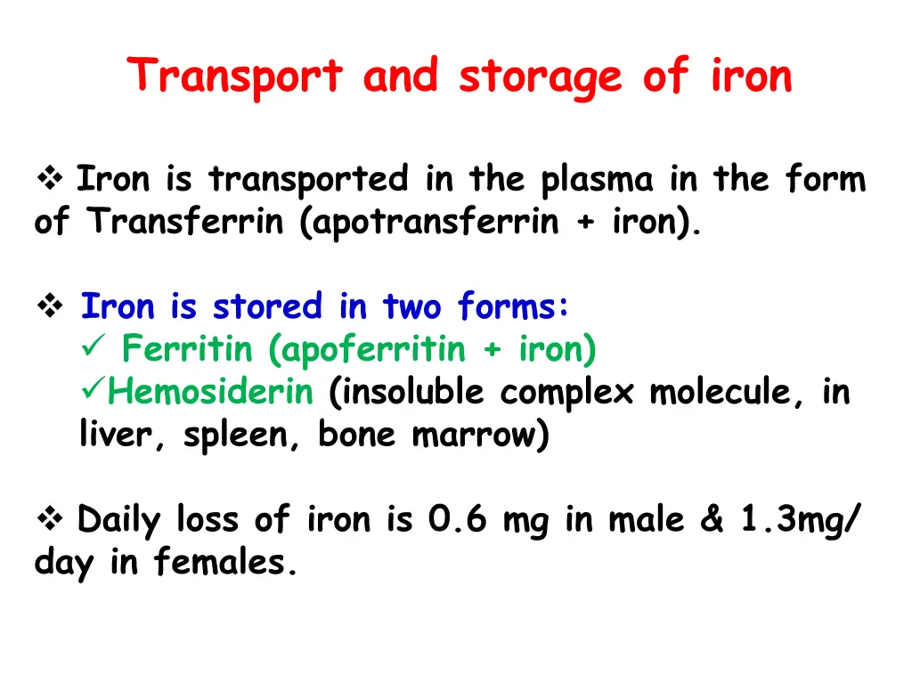 transport and storage of iron iron is transported