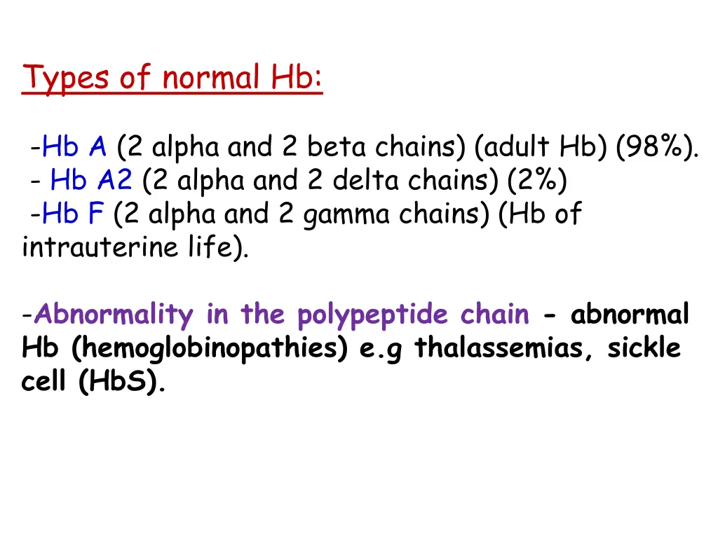 types of normal hb