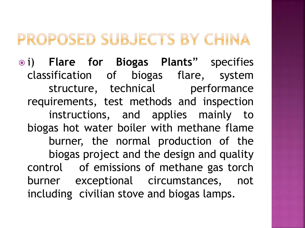proposed subjects by china