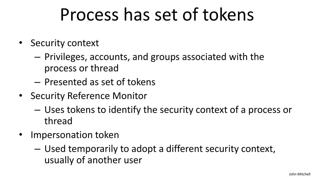 process has set of tokens