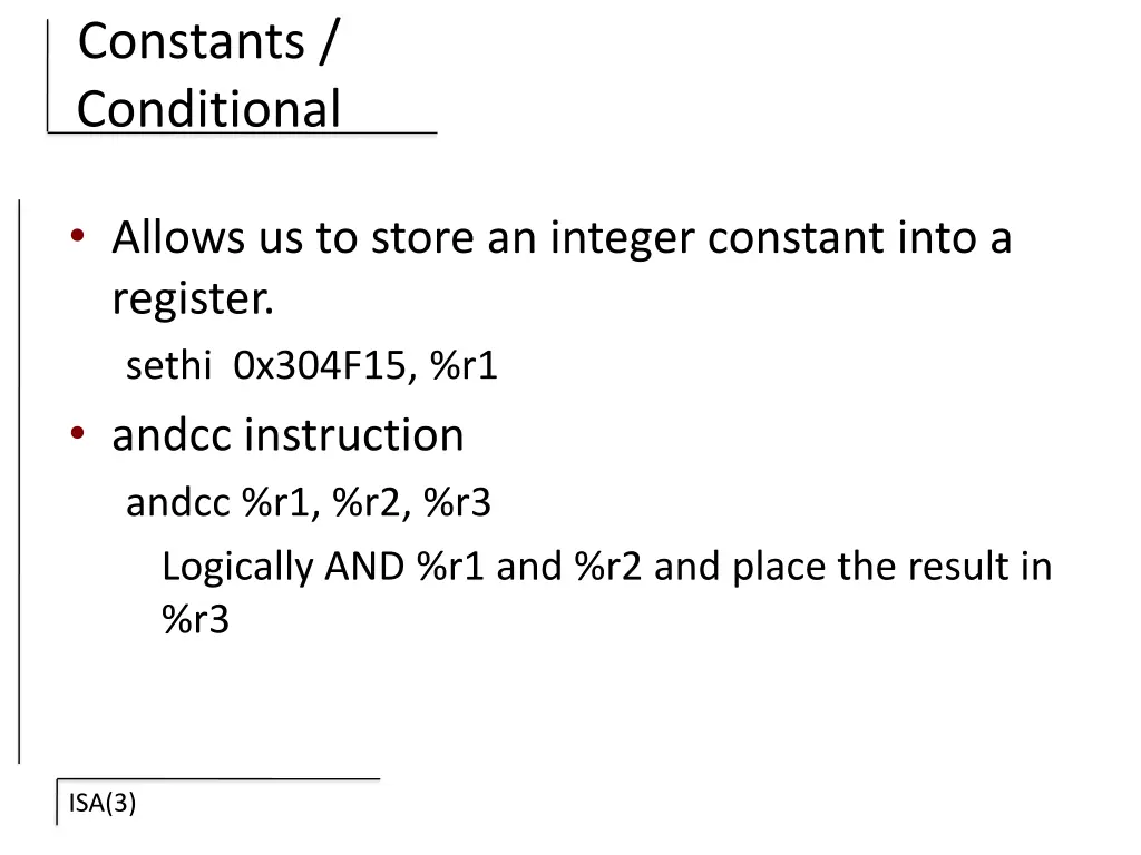 constants conditional