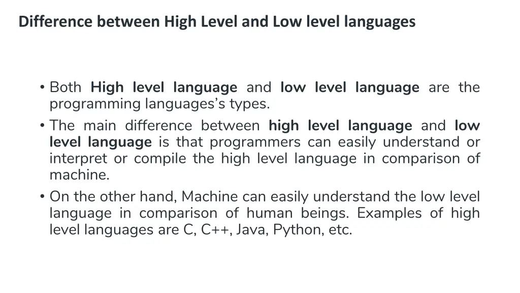 difference between high level and low level