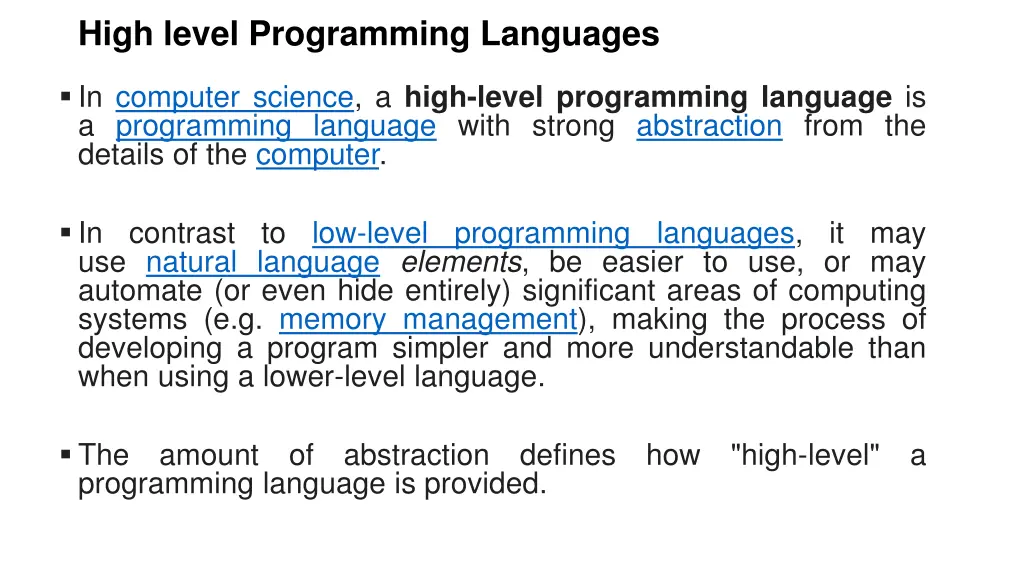 high level programming languages