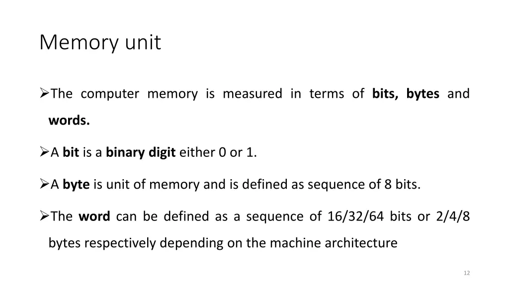 memory unit