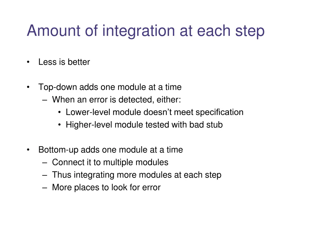 amount of integration at each step