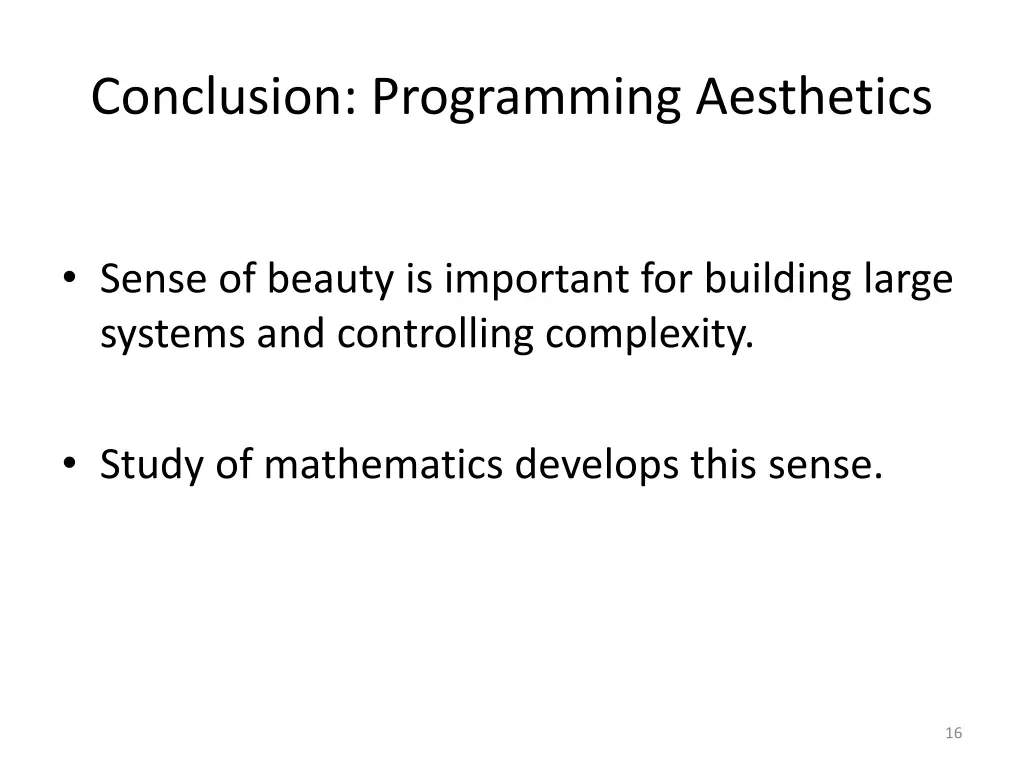 conclusion programming aesthetics