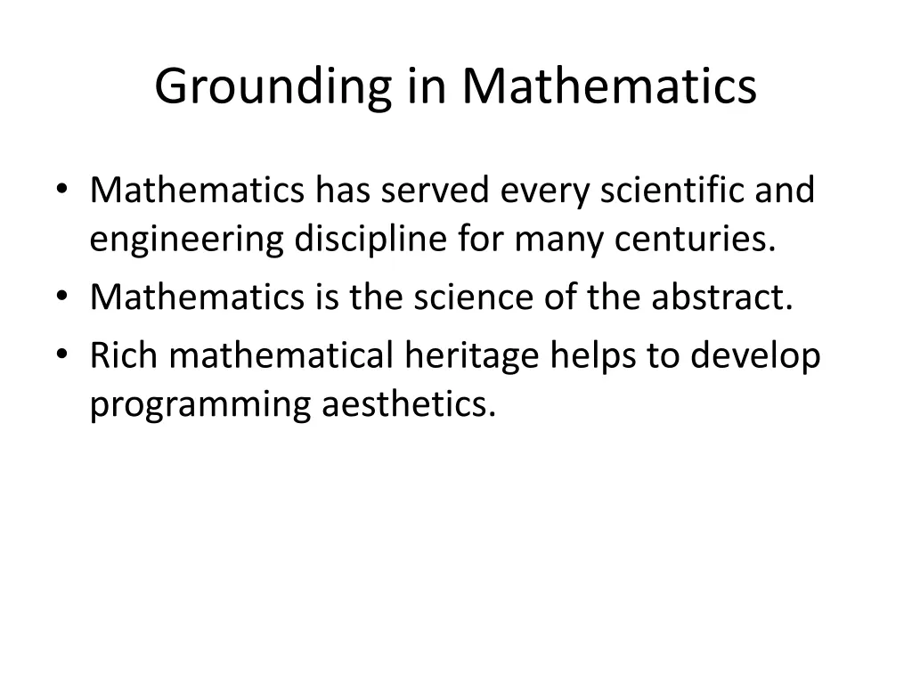 grounding in mathematics