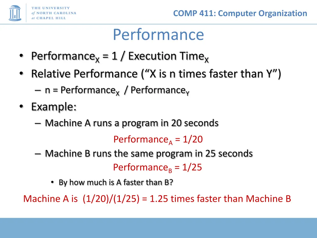 comp 411 computer organization performance 1