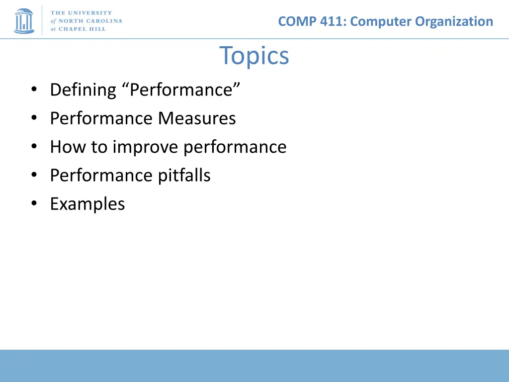 comp 411 computer organization topics