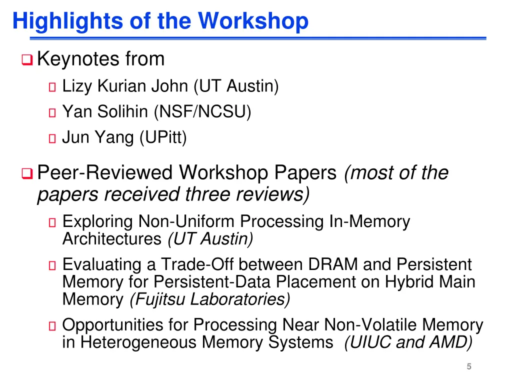highlights of the workshop