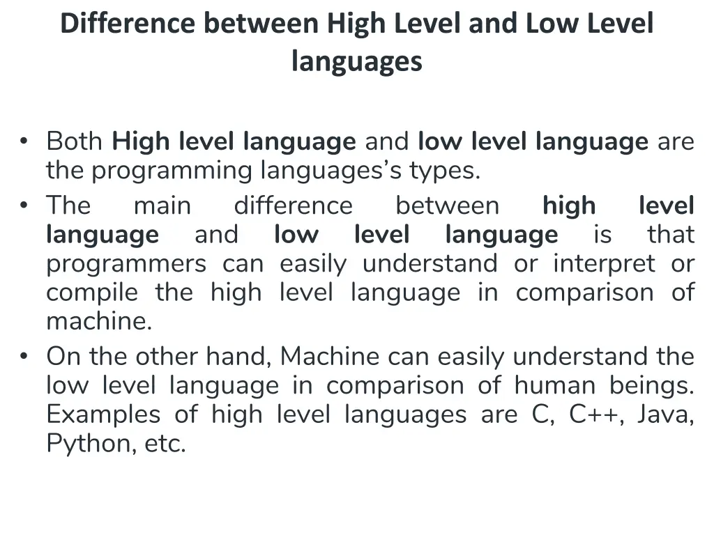 difference between high level and low level