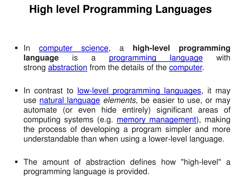 high level programming languages