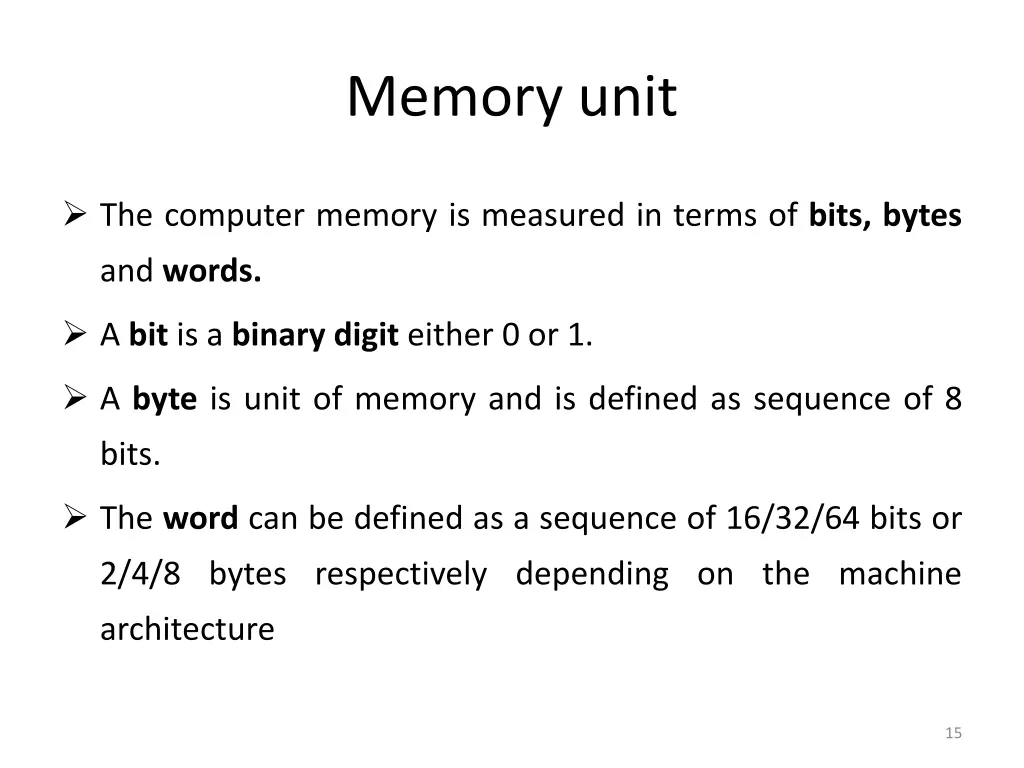 memory unit