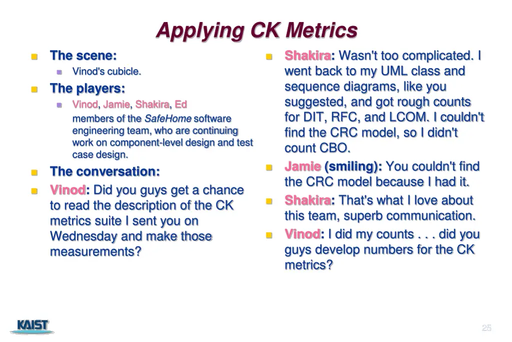 applying ck metrics