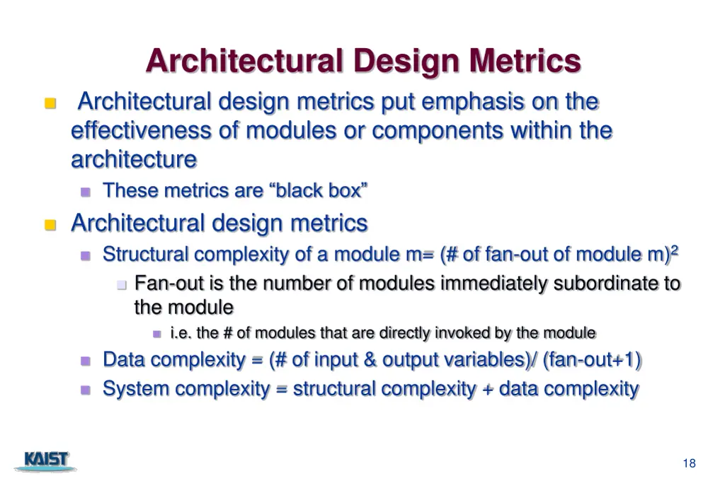 architectural design metrics architectural design
