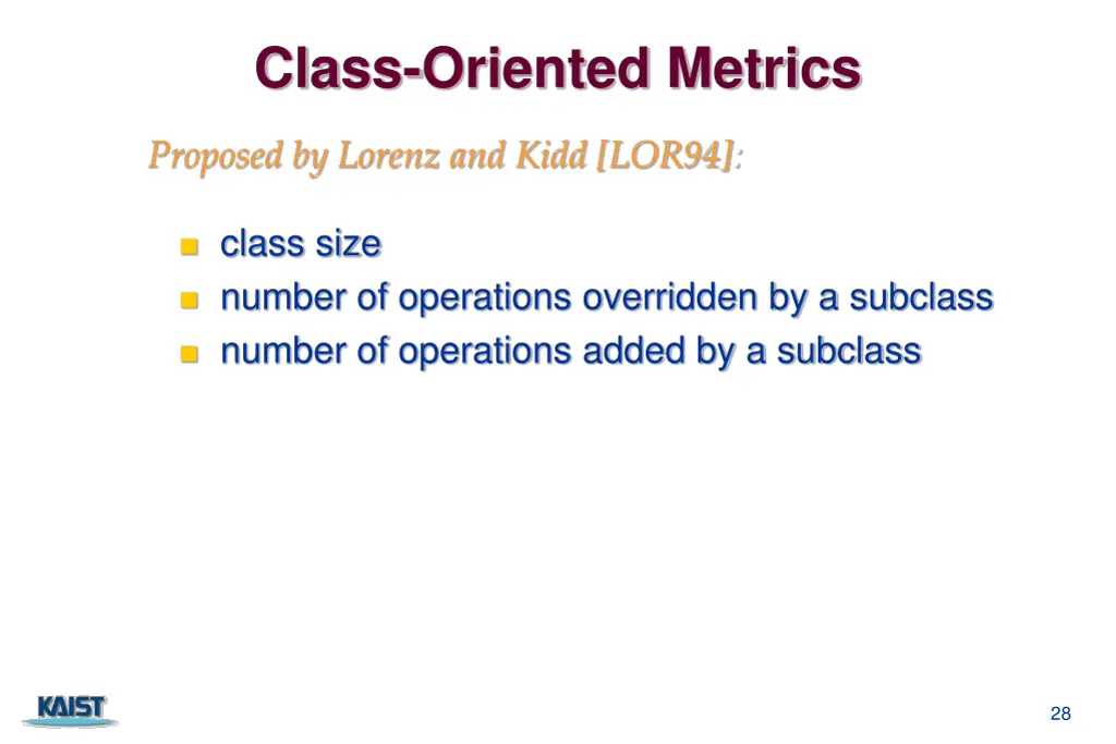 class oriented metrics 3