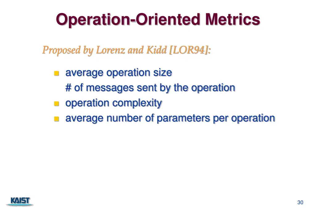 operation oriented metrics