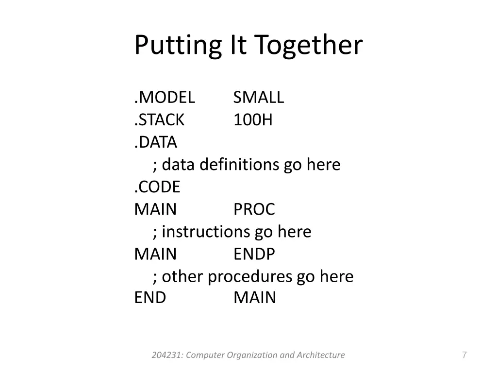 putting it together