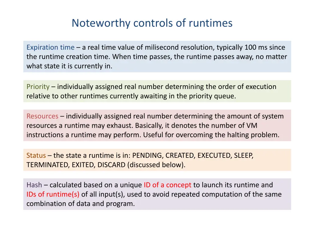 noteworthy controls of runtimes