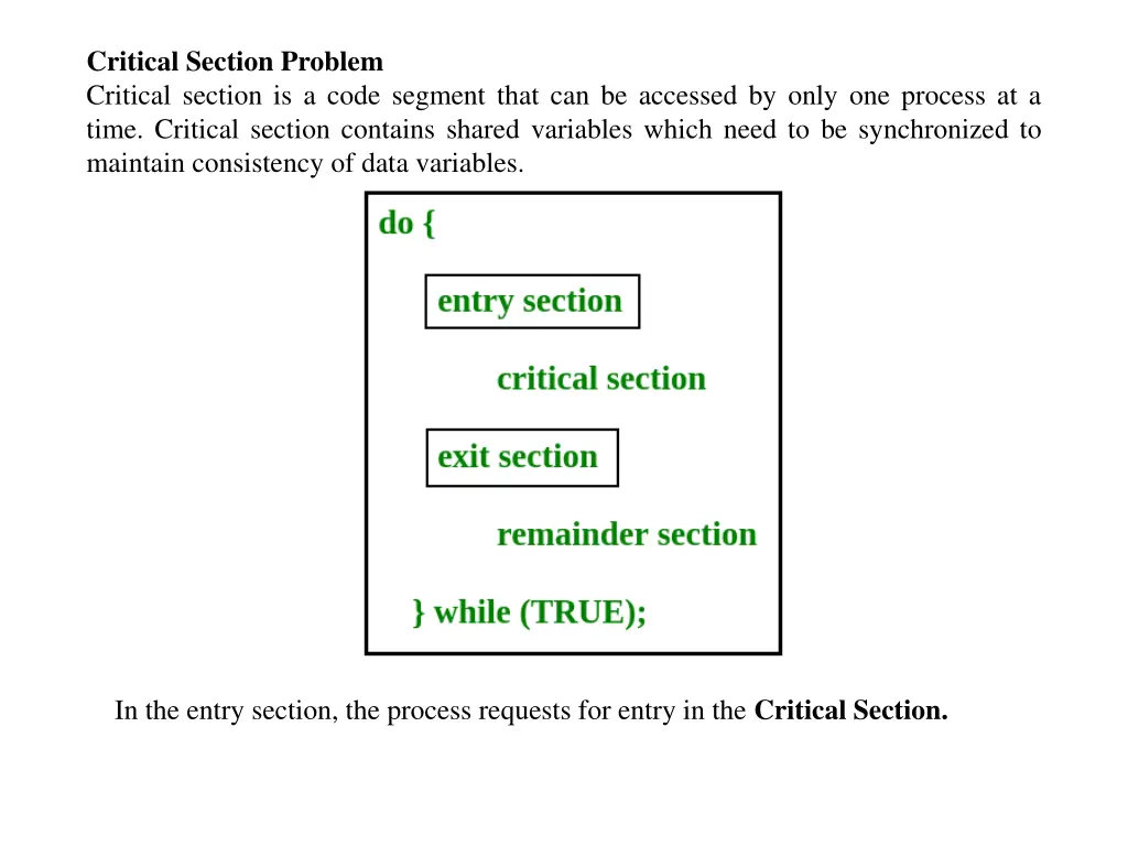 critical section problem critical section