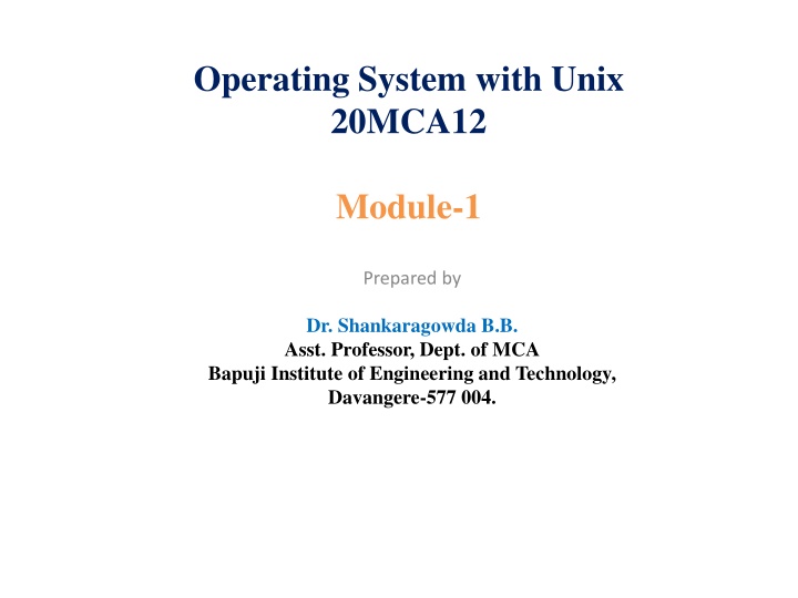 operating system with unix 20mca12
