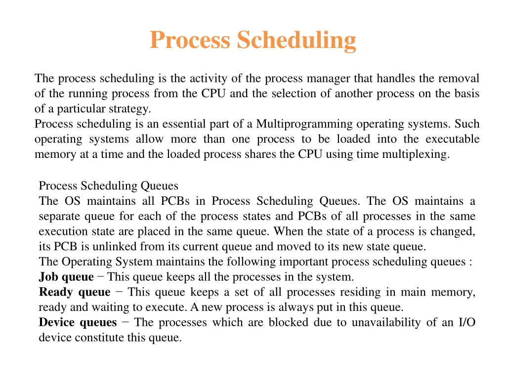 process scheduling