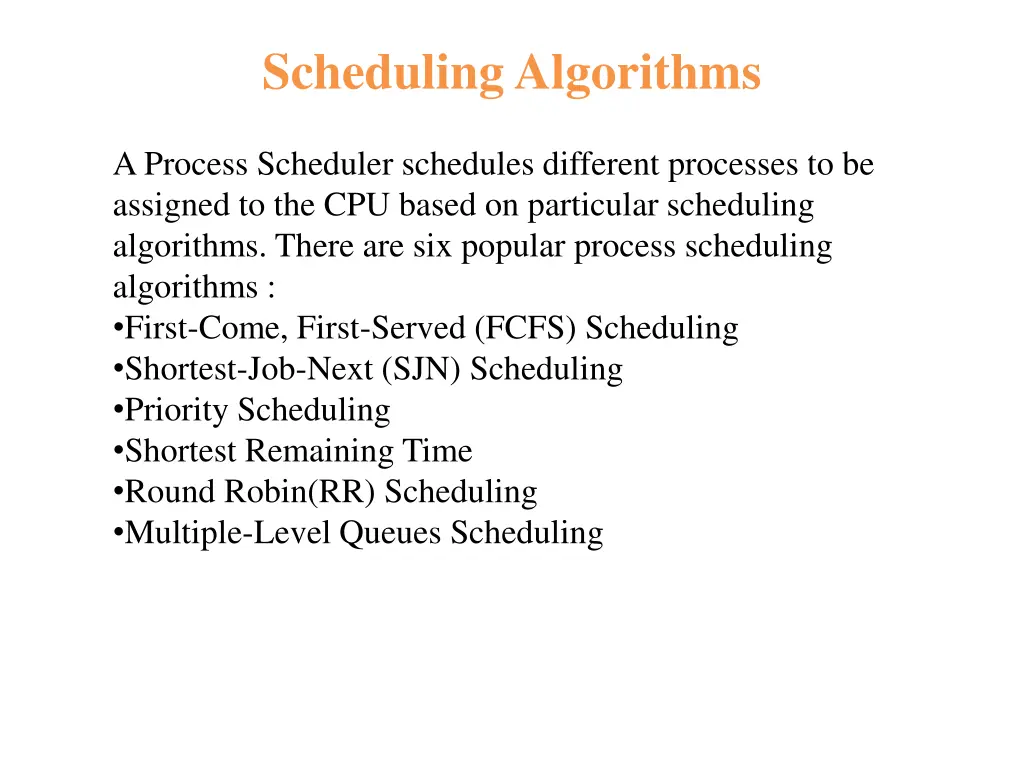 scheduling algorithms