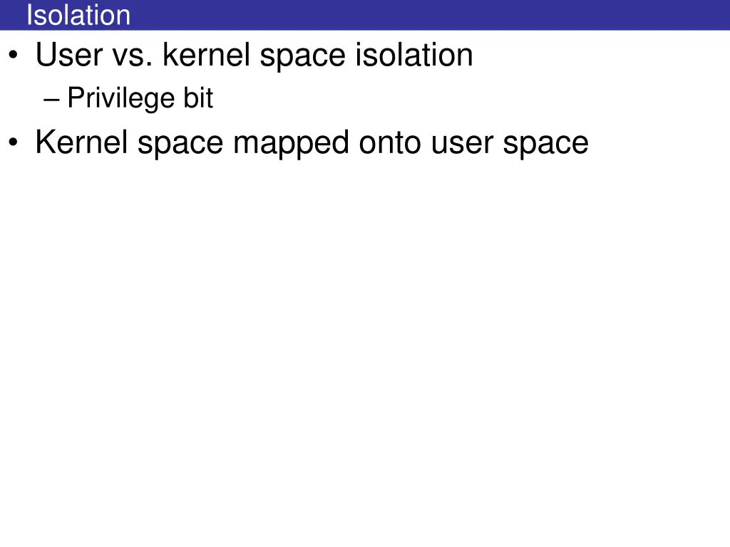isolation user vs kernel space isolation