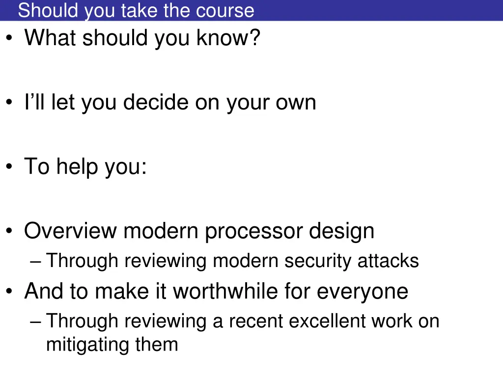should you take the course what should you know