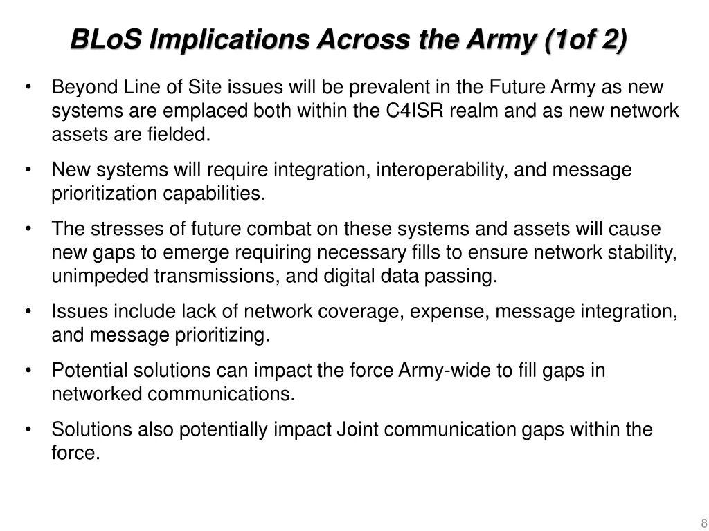 blos implications across the army 1of 2