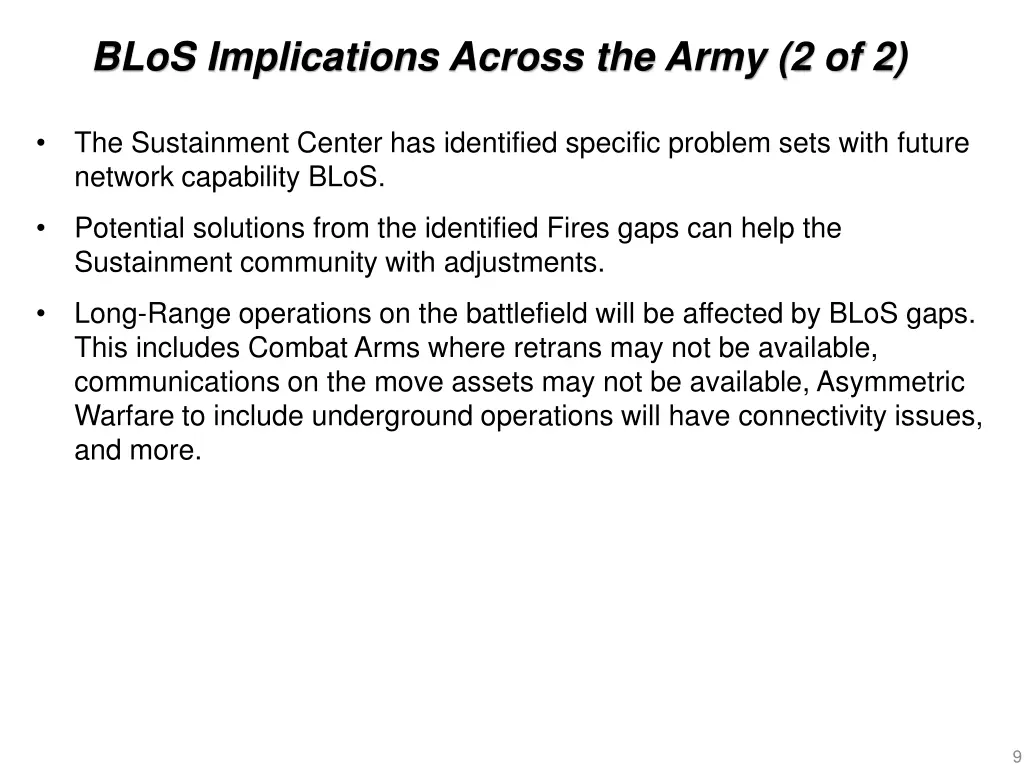blos implications across the army 2 of 2