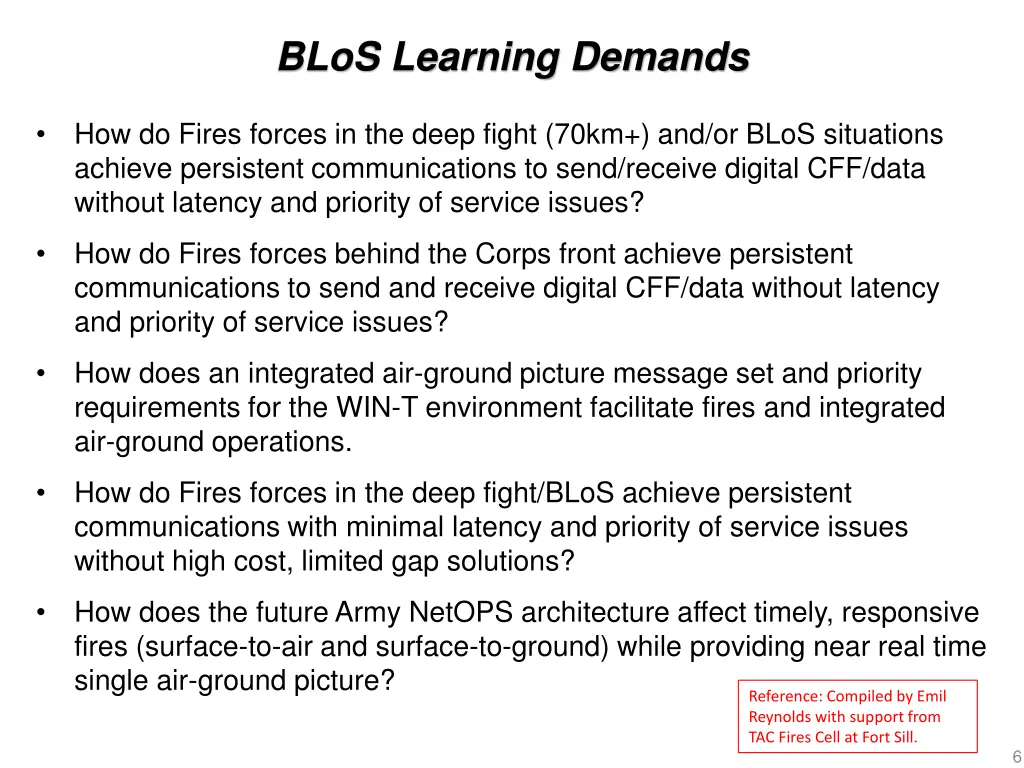 blos learning demands
