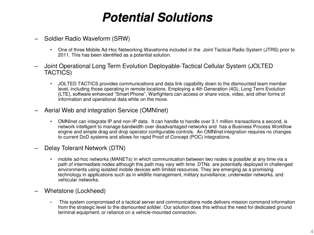 potential solutions
