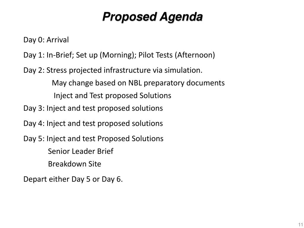proposed agenda