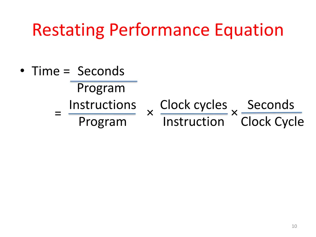 restating performance equation