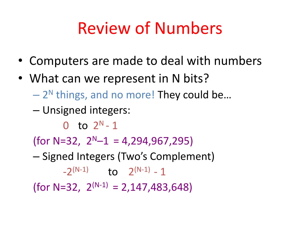 review of numbers