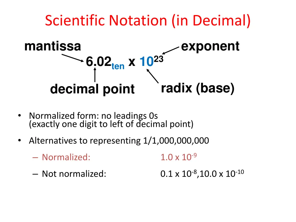 scientific notation in decimal