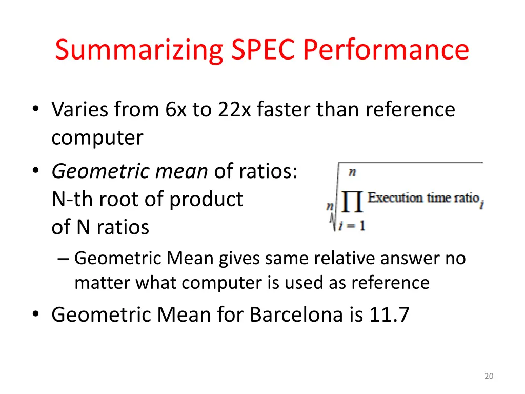 summarizing spec performance