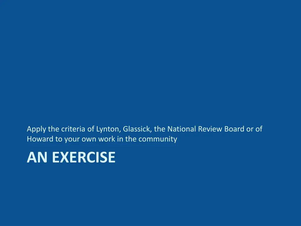 apply the criteria of lynton glassick