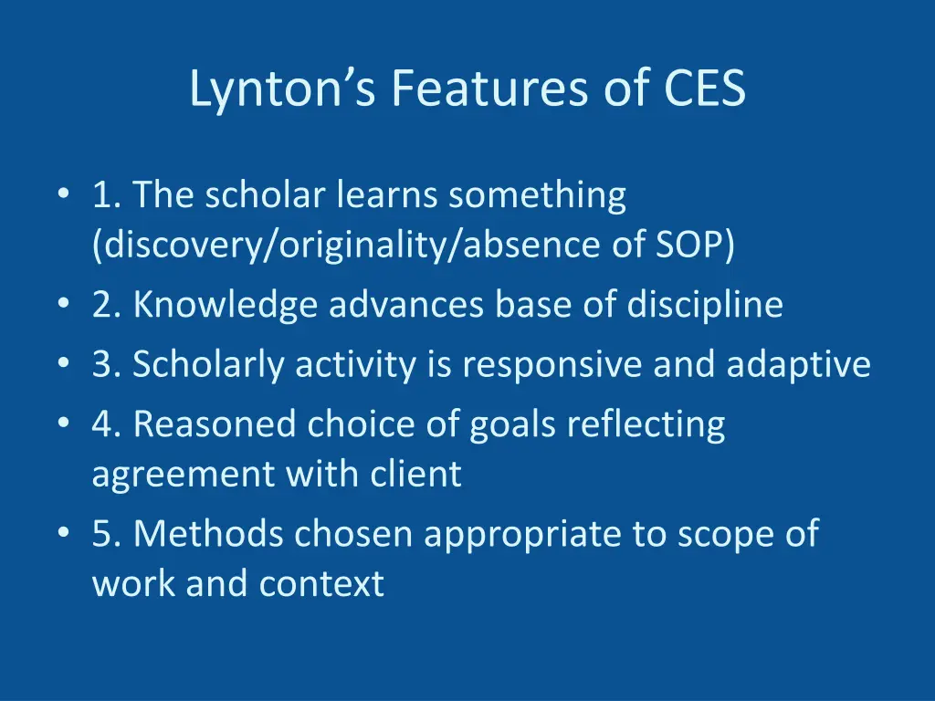 lynton s features of ces