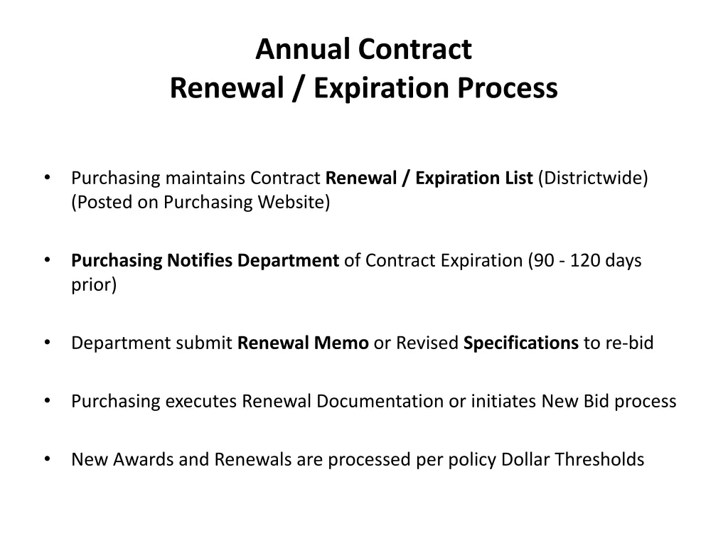annual contract renewal expiration process