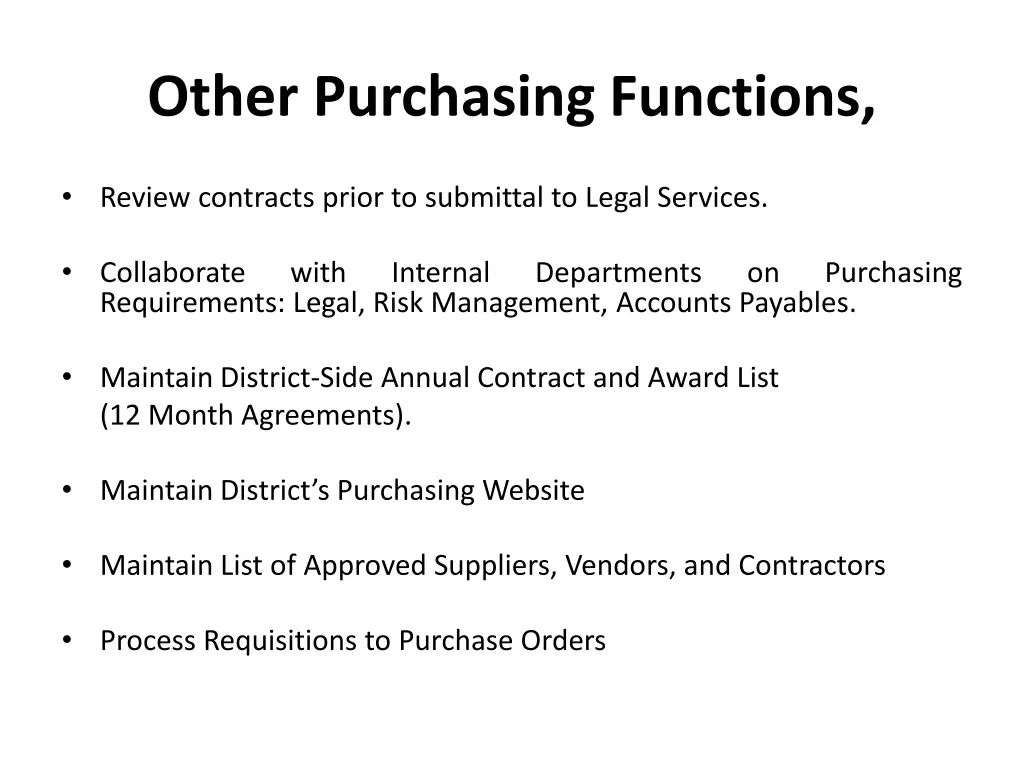 other purchasing functions