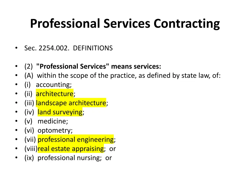 professional services contracting