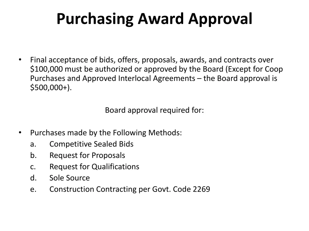purchasing award approval